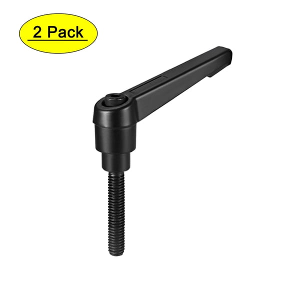 Uxcell Handles Adjustable Clamping Lever Push Button Ratchet Male Threaded Stud 2 Pack M6 x 25mm Black