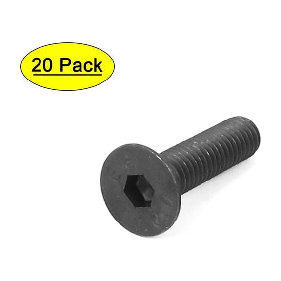 Uxcell M6 x 25mm Metric Hex Socket Countersunk Flat Head Screw Bolts Black (20-pack)