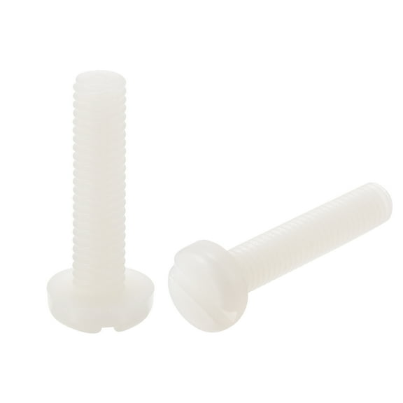 Uxcell M6 x 25mm Nylon Machine Screws, Pan Head Slotted Screw Fasteners, 32 Pack