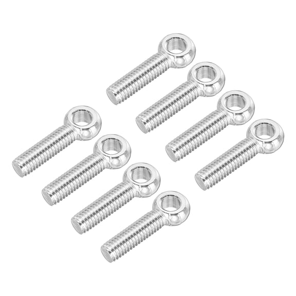 Uxcell M6 x 25mm Shoulder Swing Lifting Eye Bolt, 8 Pcs 304 Stainless Steel Full Thread Machinery Fisheye Eye Hole Rigging Bolt for Home Renovation Pipeline Gate Valves, Silver