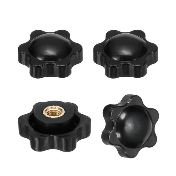 Uxcell Thread Star Knobs 6 Star Knurled Tightening Screw Clamping Knob Handle for Umbrella Base Replacement Black 6mm x 25mm