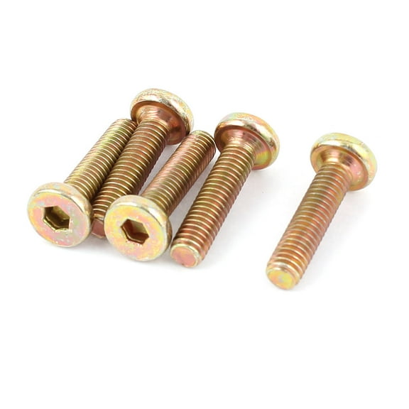Uxcell M6 x 25mm Threaded Hexagon Socket Head Cap Screws Bolts Bronze Tone (5-pack)