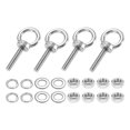 thumbnail image 1 of Uxcell M6 x 30mm Eye Bolt, 4Pcs 304 Stainless Steel Thread Lifting Ring Set, Silver, 1 of 7