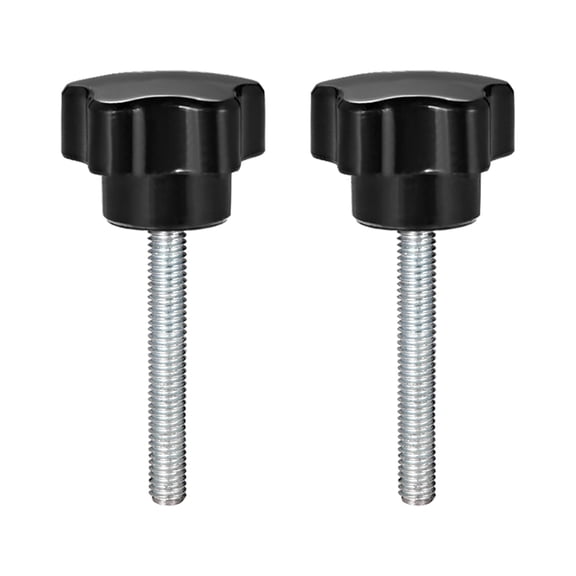 Uxcell M6 x 30mm Male Thread 32mm Head Star Knobs Zinc Plated Black 2 Pack
