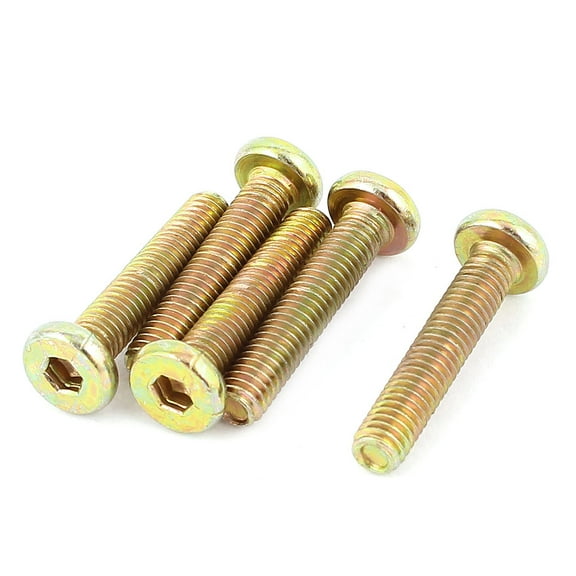 Uxcell M6 x 30mm Male Thread Hex Socket Head Cap Screws Bolts Bronze Tone (5-pack)