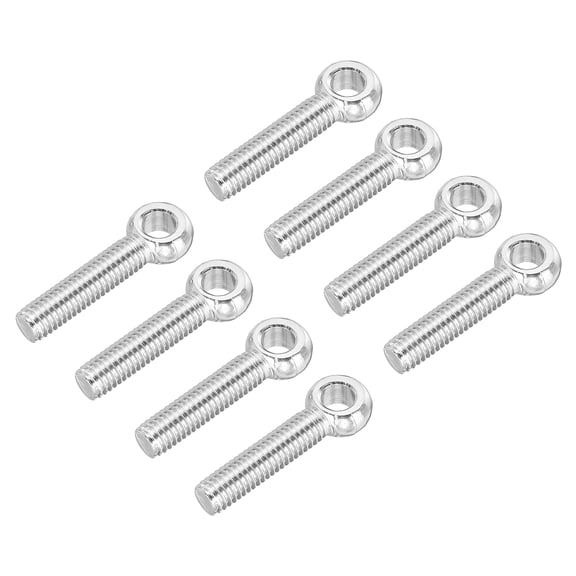Uxcell M6 x 30mm Shoulder Swing Lifting Eye Bolt, 8 Pcs 304 Stainless Steel Full Thread Machinery Fisheye Eye Hole Rigging Bolt for Home Renovation Pipeline Gate Valves, Silver