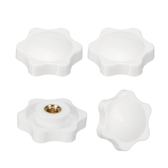 Uxcell Thread Star Knobs 6 Star Knurled Tightening Screw Clamping Knob Handle for Umbrella Base Replacement White 6mm x 32mm