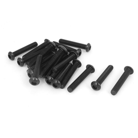 Uxcell M6 x 35mm Alloy Steel Hex Socket Button Head Machine Screws Black (20-pack)