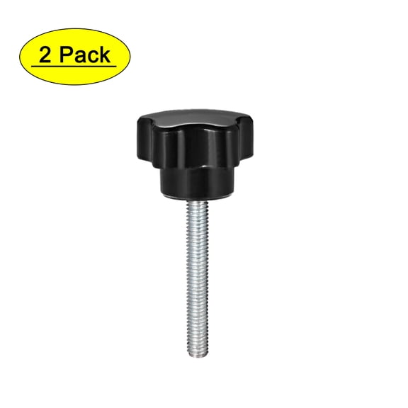 Uxcell M6 x 35mm Male Thread 32mm Head Star Knobs Zinc Plated Black 2 Pack