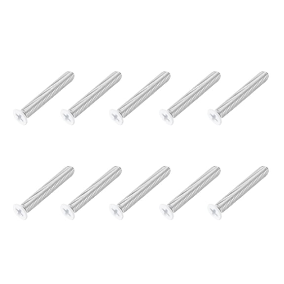 Uxcell M6 x 40mm Flat Countersunk Head Machine Screws 304 Stainless Steel Full Thread Phillips Drive Cross Screw for Furniture Connection Electrical Appliances (White, Pack of 10)
