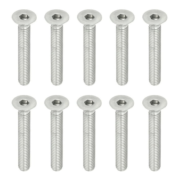 Uxcell M6 x 40mm Flat Head Socket Cap Screws, 10 Pack 304 Stainless Steel 18-8 Machine Screws