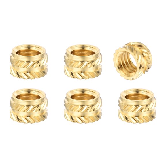 Uxcell M6 x 5 x 8mm(MxHxD) Threaded Inserts Heat Set Inserts 100Pcs, Metric Brass Knurled Thread Nuts, Embedment Nut for 3D Printing Components, Plastic Shell