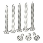 Uxcell M6 x 50mm 304 Stainless Steel Phillips Hex Washer Self Tapping Screws 25 Pack