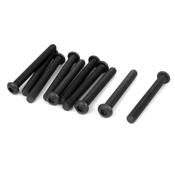 Uxcell M6 x 50mm Alloy Steel Hex Socket Button Head Machine Screws Black 10Pcs