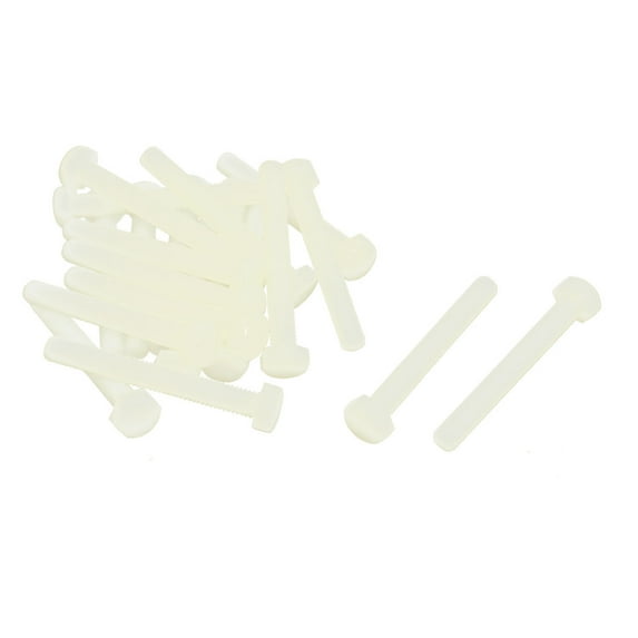 Uxcell M6 x 50mm Full Thread 1mm Pitch Nylon Metric Hex Head Cap Screw Bolt (20-pack)