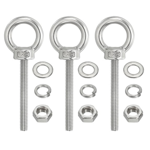 Uxcell M6 X 50mm Stainless Steel Lifting Eye Bolt – 304 Grade, Metric Thread, 2-Pack For Rigging & Pipe Support