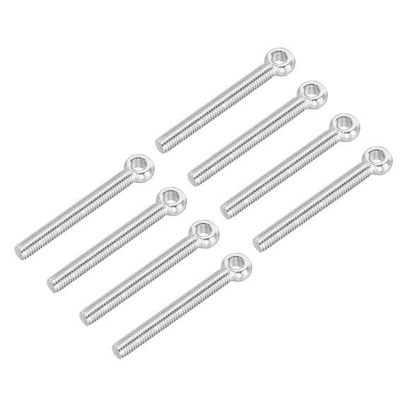Uxcell M6 x 50mm Shoulder Swing Lifting Eye Bolt, 8 Pcs 304 Stainless Steel Full Thread Machinery Fisheye Eye Hole Rigging Bolt for Home Renovation Pipeline Gate Valves, Silver