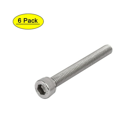 Uxcell M6 x 50mm Thread 304 Stainless Steel Hex Socket Head Cap Screw Bolt DIN912 (6-pack)