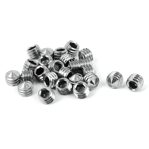 Uxcell M6 x 5mm Cone Point Hex Socket Set Grub Screw Silver Tone (25-pack)