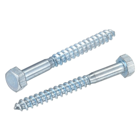 Uxcell M6 x 60mm Carbon Steel Zinc Plated Hex Lag Screws for Wood 25 Pack