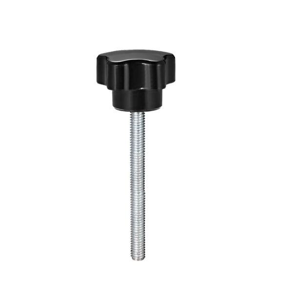 Uxcell M6 x 60mm Male Thread 32mm Head Star Knobs Zinc Plated Black 1 Pack