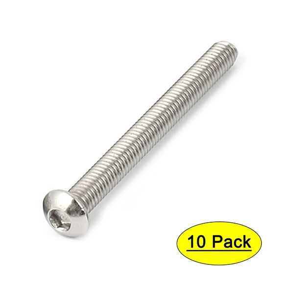 Uxcell M6 x 60mm Stainless Steel Button Head Socket Cap Screw Silver Tone (10-pack)