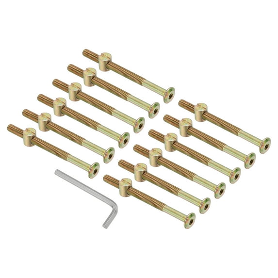 Uxcell M6 x 80mm Bunk Bed Bolts, 12Pcs Hex Socket Screws Nuts with Wrench Zinc Color