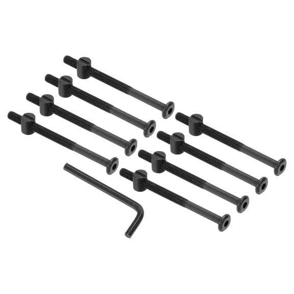 Uxcell M6 x 85mm Bunk Bed Bolts, 8Pcs Hex Socket Screws Nuts with Wrench Black