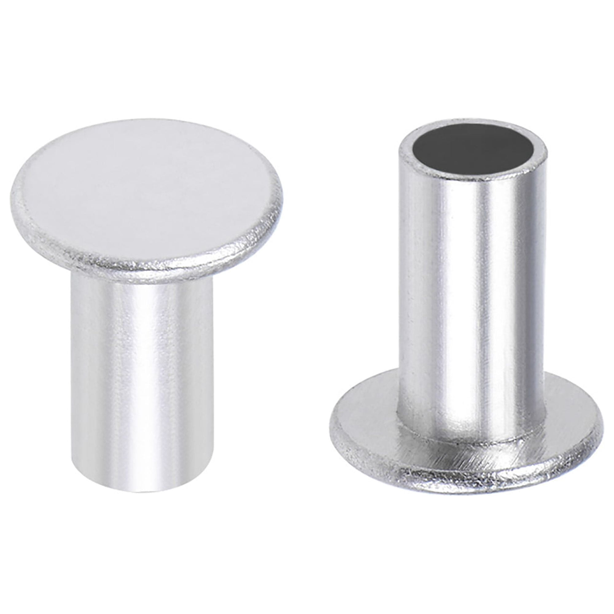 Uxcell M6 x0.47'' Flat Head Semi-Tubular Rivets Aluminum Silver Tone ...