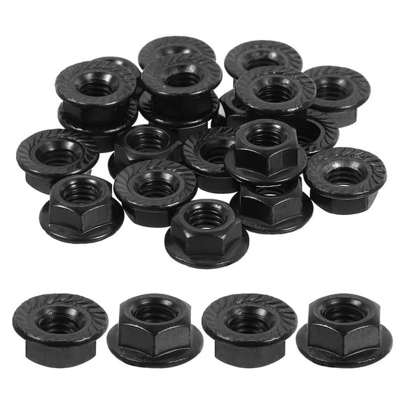 Uxcell M6x1.0mm Serrated Flange Hex Lock Nuts, 25Pack 304 Stainless Steel Non-Slip Metric Hexagon Flange Nut, Black