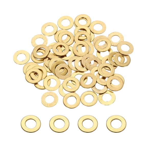 Uxcell M6x12x0.5mm Flat Washer, 110PCS Brass Automotive Drain Plug Gasket, Golden