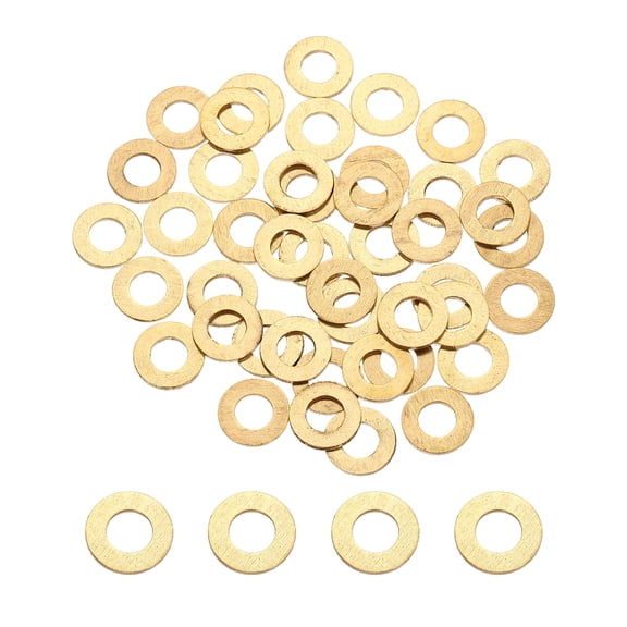 Uxcell M6x12x1mm Flat Washer, 56PCS Brass Automotive Drain Plug Gasket, Golden
