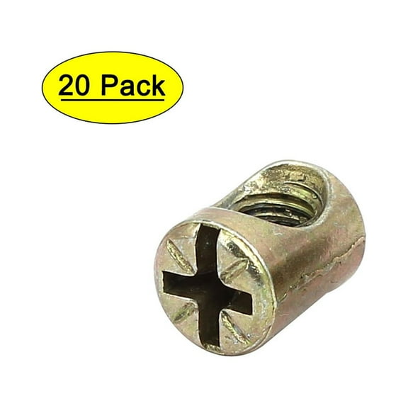 Uxcell M6x13mm Bolt Cross Dowel Slotted Furniture Nut for Beds Chairs (20-pack)