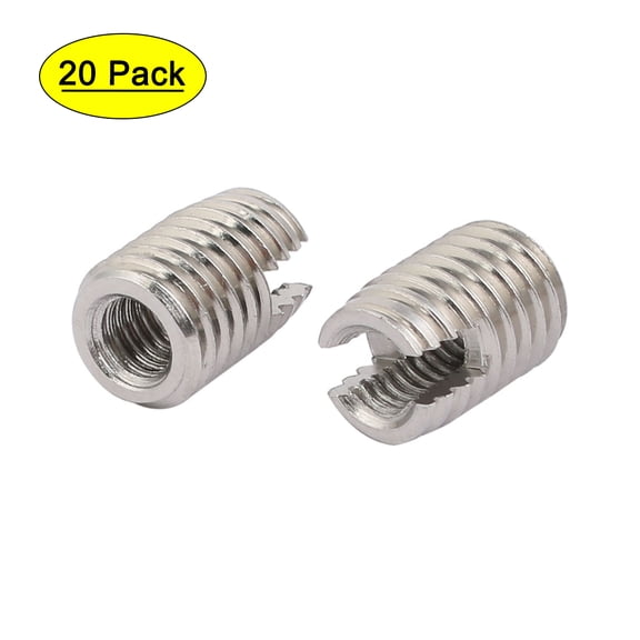 Uxcell M6x14mm 304 Stainless Steel Self Tapping Slotted Thread Insert (20-pack)