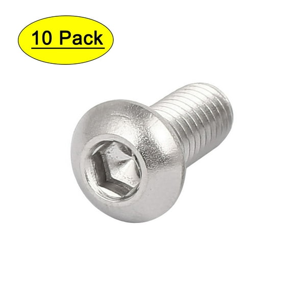 Uxcell M6x14mm 316 Stainless Steel Button Head Hex Socket Cap Screw Bolt Fastener (10-pack)
