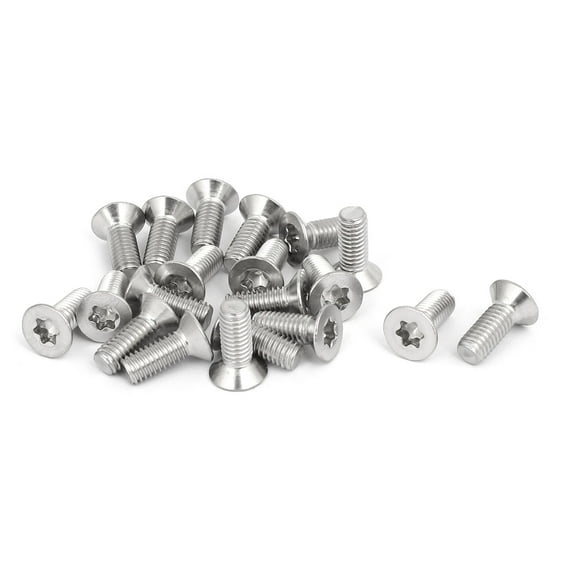 Uxcell M6x16mm 304 Stainless Steel Flat Countersunk Head Torx Screws Silver Tone (20-pack)