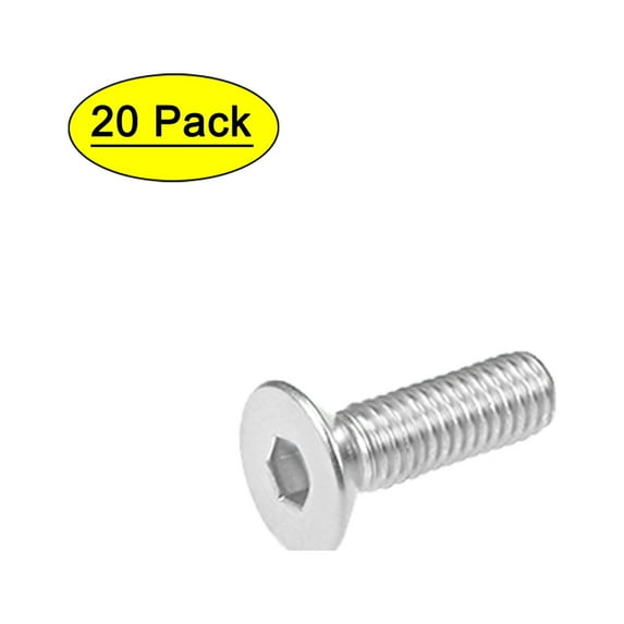 Uxcell M6x16mm Flat Head Machine Screws Inner Hex Screw 304 Stainless Steel Fasteners Bolts 20 Pack