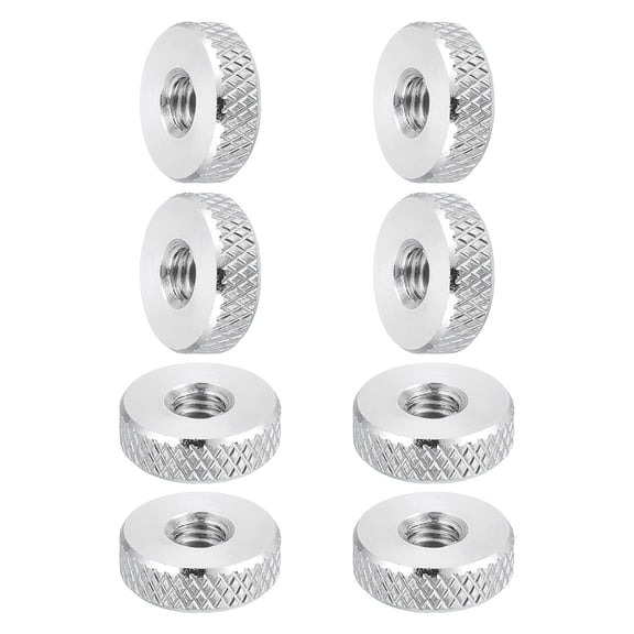 Uxcell M6x16x5.4mm Flat Knurled Thumb Nuts, 304 Stainless Steel Female Thread Type Flat Head Through Hole Hand Thumb Thin Nut Hand Tighten Thread Fasteners Adjust Lock Position, 8 Pcs