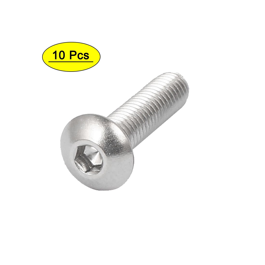 Uxcell M6x18mm 316 Stainless Steel Button Head Hex Socket Cap Screw Bolt Fastener (10-pack)