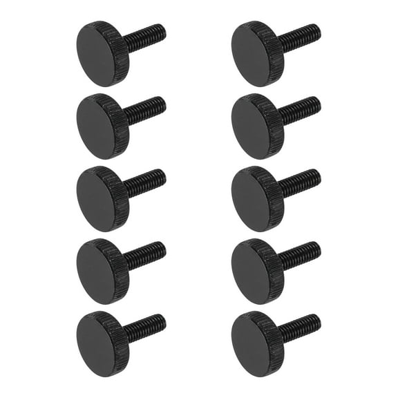 Uxcell M6x18mm Knurled Thumb Screws, Black Steel Flat Head Thumb Screws Zinc Plated Metric Knurled Head Bolts Grip Knobs Hand Tighten Thread Fasteners, 10 Pcs