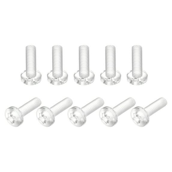 Uxcell M6x20mm Plastic Phillips Bolts PC Pan Head Machine Screws Transparent 20 Pack