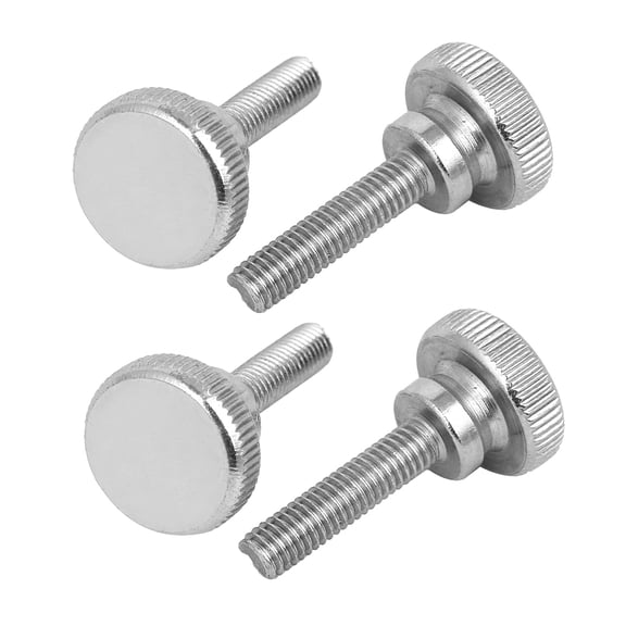 Uxcell M6x25mm Flat Knurled Head Fully Threaded Thumb Screws Bolts Fastener 4 Pack