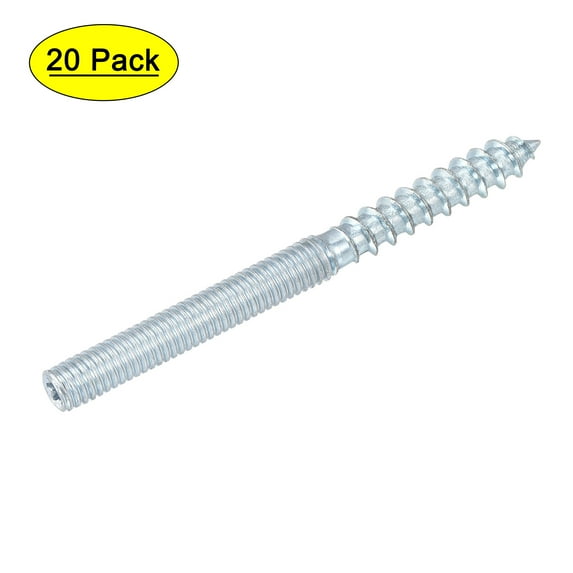 Uxcell M6x25mm Hanger Bolts Carbon Steel Zinc Plated 20 Pack