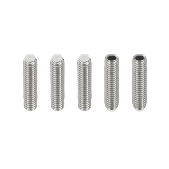 Uxcell M6x25mm Nylon Tip Grub Screw, 5pcs 304 Stainless SteelInternal Hex Head Cup Point Bolt Hardware