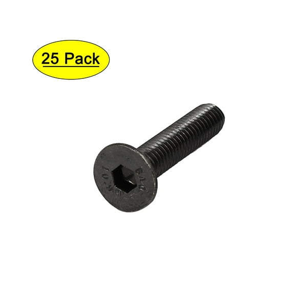 Uxcell M6x30mm Black Nickle Plated Grade 10.9 Flat Head Hex Socket Cap Screw Bolt (25-Pack) Metal