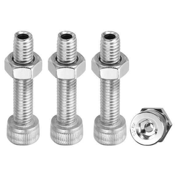 Uxcell M6x30mm Hexagon Socket Screw 4 Set Cylindrical Hollow Bolt Nut Kit 304 Stainless Steel