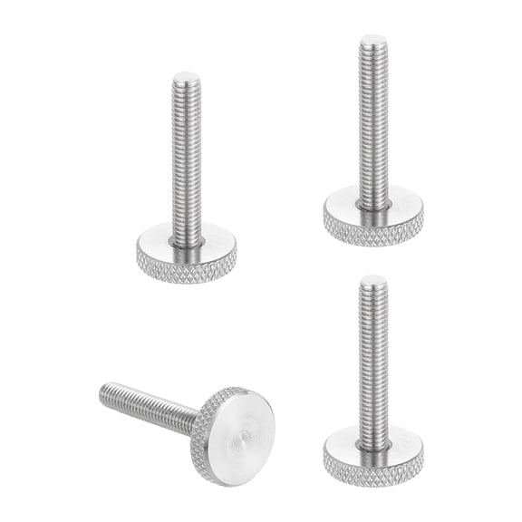 Uxcell M6x35mm Knurled Thumb Screws, 304 Stainless Steel Flat Head Thumb Screws Metric Diamond Knurled Head Bolts Grip Knobs Hand Tighten Thread Fasteners, 20mm Dia. 4 Pcs