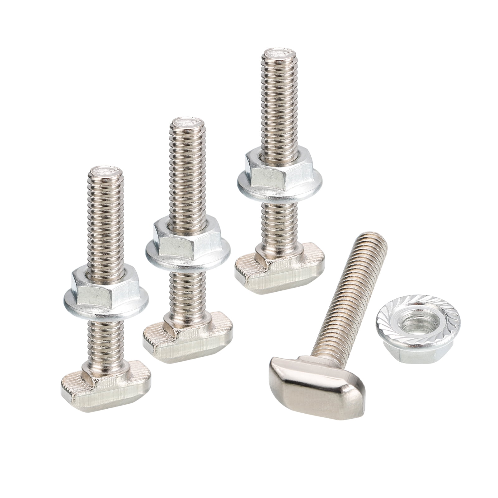 Uxcell M6x35mm T Slot Drop in Bolt and M6 Hexagon Flange Nut Set 8 Sets