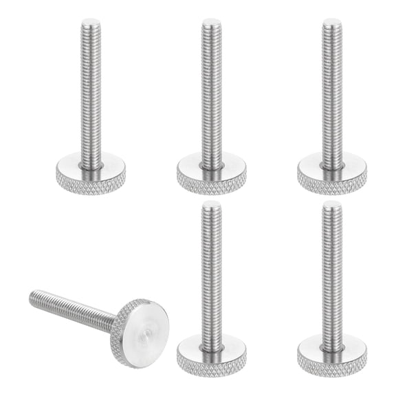 Uxcell M6x40mm Knurled Thumb Screws, 304 Stainless Steel Flat Head Thumb Screws Metric Diamond Knurled Head Bolts Grip Knobs Hand Tighten Thread Fasteners, 20mm Dia. 6 Pcs