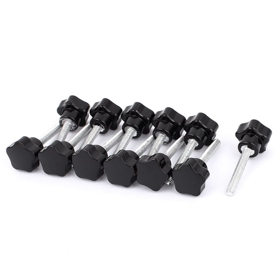 Uxcell M6x60 Male Thread Star Shaped Head Clamping Screw on Knob Grip (12-pack)